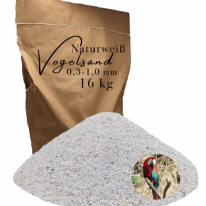 Vogelsand 0,3-1,0mm 16 kg weiß keimfrei ohne Zusatzstoffe wie Anis und Grit