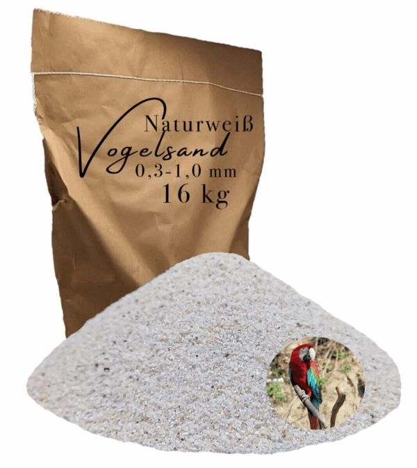 Vogelsand 03 10mm 16 kg weiss keimfrei ohne Zusatzstoffe wie Anis und Grit 146399930674