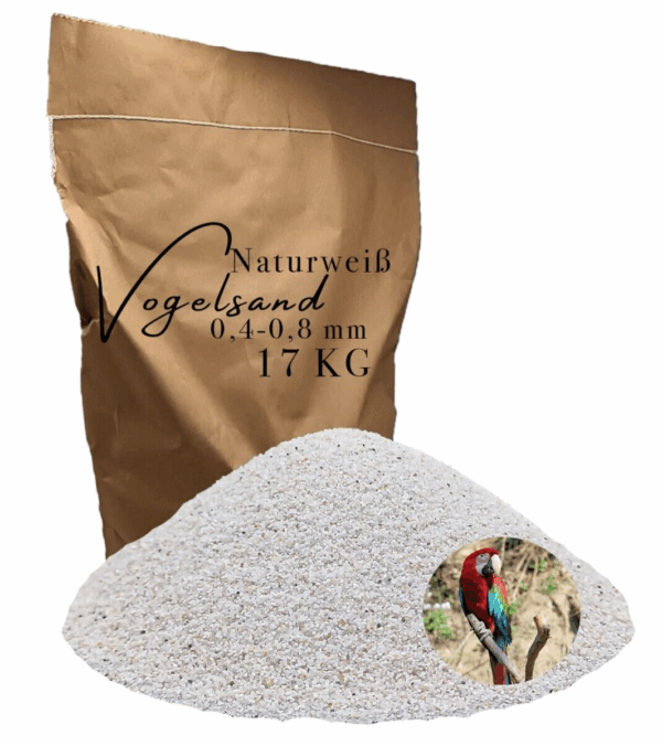 Vogelsand 04 08mm weiss 17kg keimfrei ohne Zusatzstoffe wie Anis und Grit 146399930734