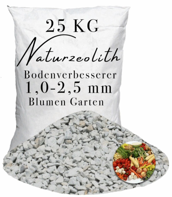 Zeolith 25kg 10 25mm Bodenverbesserer im Garten Obst Gemuese Kraeuter Blumen 145725135624