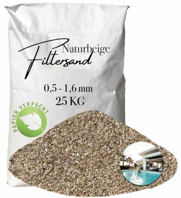 AQUAGRAN Filtersand beige 25 kg 05 16 mm Papiersack Pool Filter Quarz Sand 145767905445