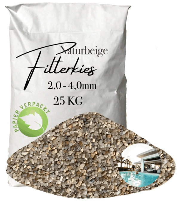AQUAGRAN Filtersand beige 25 kg Filterkies Papiersack Pool Filter 20 40 mm 145767892435