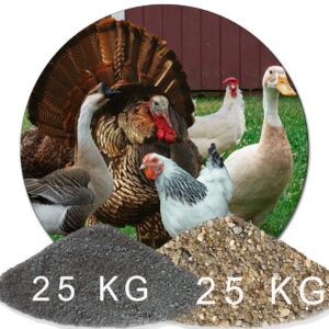 Avesgran 25kg Magenkies Magengrit Magenkiesel + 25kg Geflügelsand Hühnereinstreu