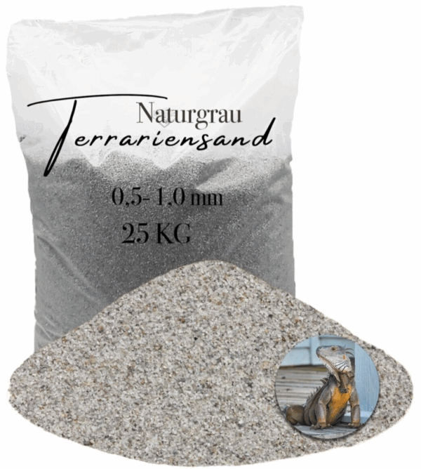 Terrariensand Terrariumsand Bodengrund grabfaehig Sand 25kg 05 10mm hellgrau 145840340725