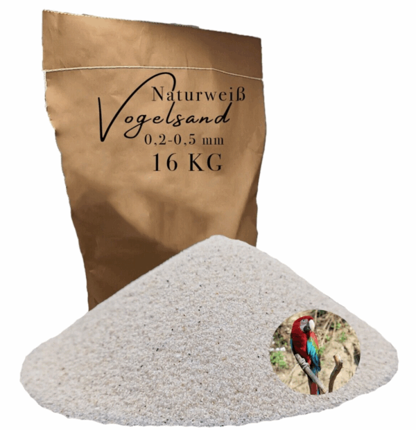 Vogelsand 02 05mm 16 kg weiss keimfrei ohne Zusatzstoffe wie Anis und Grit 146399930815