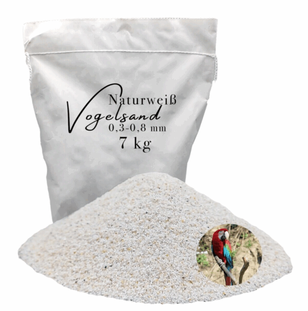 Vogelsand 03 08mm weiss 7 kg keimfrei ohne Zusatzstoffe wie Anis und Grit 146399930705