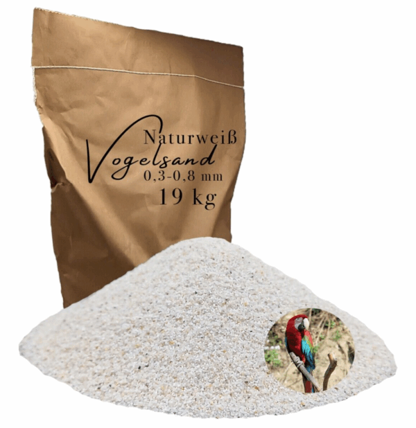 Vogelsand 03 08mm weiss keimfrei 19 kg ohne Zusatzstoffe wie Anis und Grit 146399930785