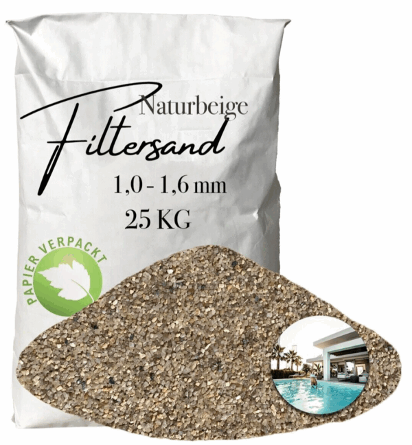AQUAGRAN Filtersand beige 25 kg Filterkies Papiersack Pool Filter 10 16 mm 145767897646