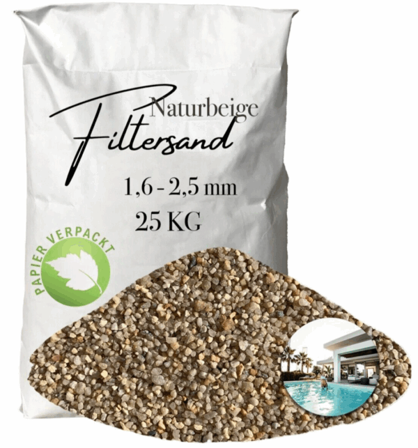 AQUAGRAN Filtersand beige 25 kg Filterkies Papiersack Pool Filter 16 25 mm 145767845876