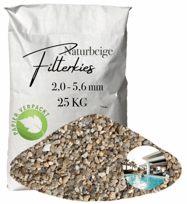 AQUAGRAN Filtersand beige 25 kg Filterkies Papiersack Pool Filter 20 56 mm 145767890726