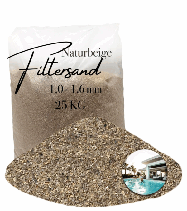 AQUAGRAN Filtersand beige 25 kg Filterkies natuerlicher Pool Filter 10 16 mm 145651537836