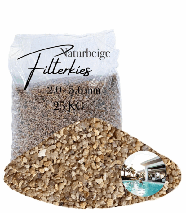 AQUAGRAN Filtersand beige 25 kg Filterkies natuerlicher Pool Filter 20 56 mm 145651567046