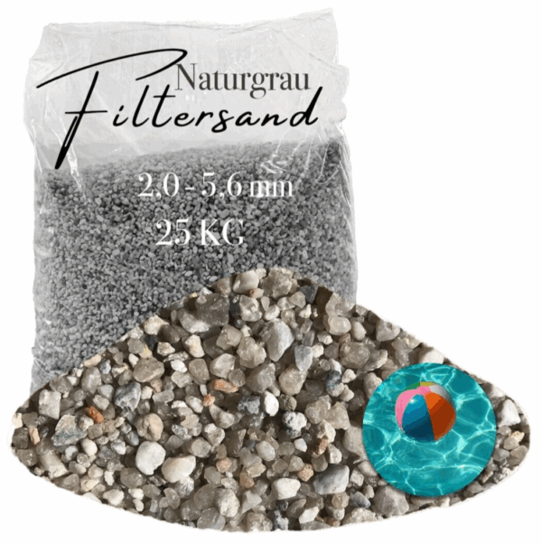 AQUAGRAN Filtersand grau 25 kg 20 56 mm natuerlicher Pool Filter Quarz Sand 145845830606