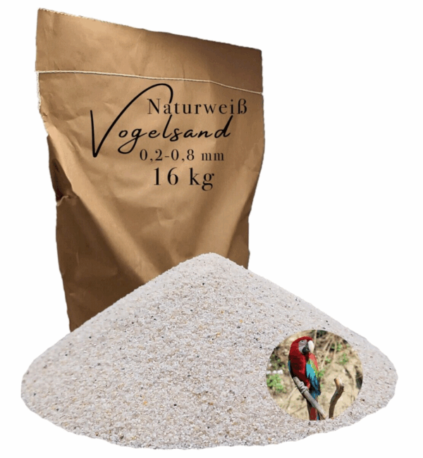 Vogelsand 02 08mm weiss 16 kg keimfrei ohne Zusatzstoffe wie Anis und Grit 146399930806