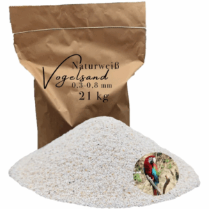 Vogelsand 0,3-0,8mm 21 kg weiß keimfrei ohne Zusatzstoffe wie Anis und Grit