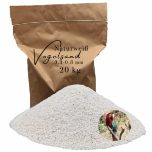 Vogelsand 0,3-0,8mm weiß 20 kg keimfrei ohne Zusatzstoffe wie Anis und Grit