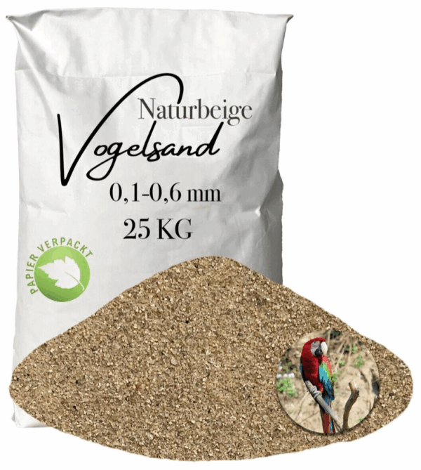 Vogelsand Einstreu Papageiensand beige 25kg ohne Anis und Grit 01 06 mm Papier 145820377926