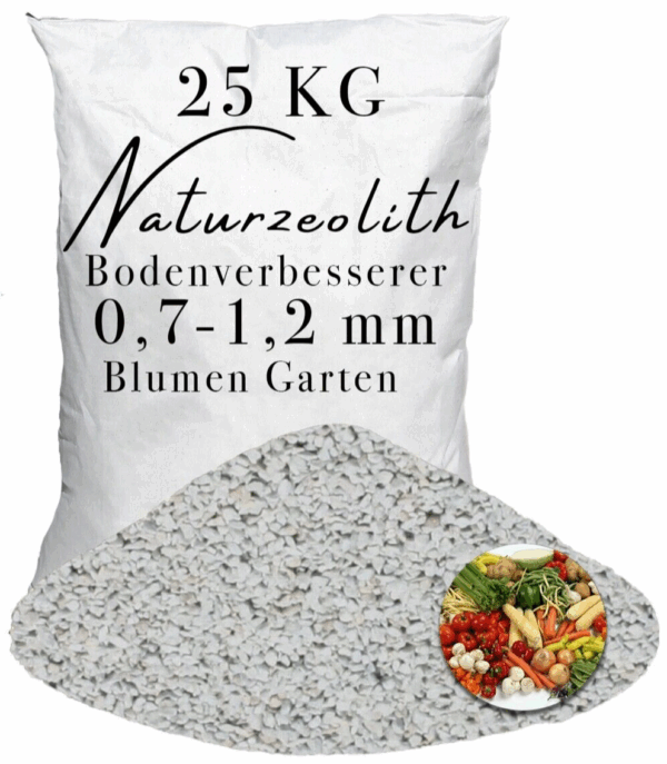 Zeolith 25kg 07 12mm Bodenverbesserer im Garten Obst Gemuese Kraeuter Blumen 145725131666