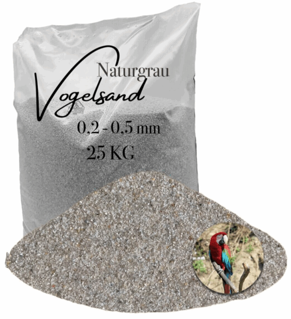 staubfreier feuergetrockneter grauer Vogelsand 25kg ohne Anis und Grit 02 05mm 145845857036