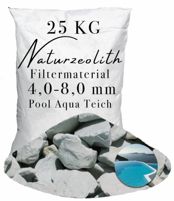 25kg Zeolith 40 80 mm Wasserfilterung fuer Pools Naturteiche Teichpumpen 145746031967