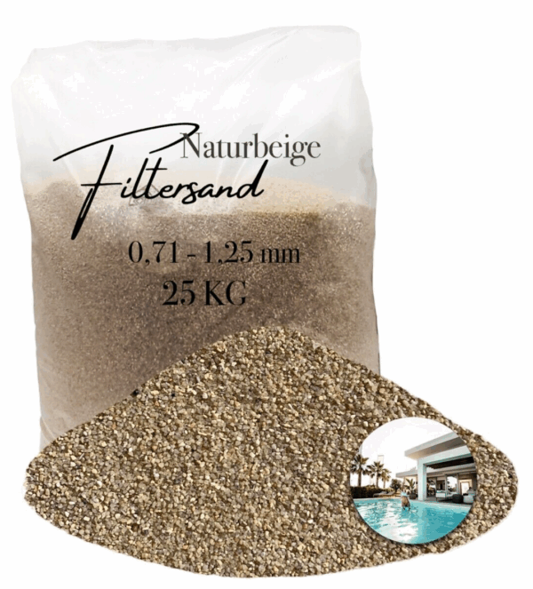 AQUAGRAN Filtersand beige 25 kg 071 125 mm natuerlicher Pool Filter Quarz Sand 145651533817