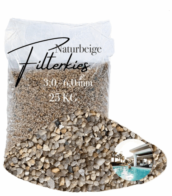 AQUAGRAN Filtersand beige 25 kg Filterkies natuerlicher Pool Filter 30 60 mm 145651590907