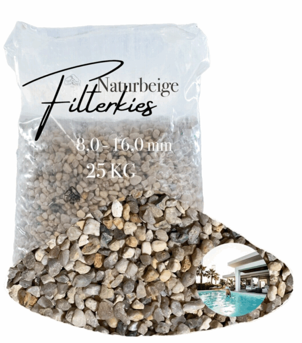AQUAGRAN Filtersand beige 25 kg Filterkies natuerlicher Pool Filter 80 160 mm 145651596797