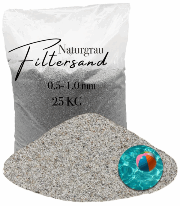 AQUAGRAN Filtersand grau 25 kg 05 10 mm natuerlicher Pool Filter Quarz Sand 145845802927