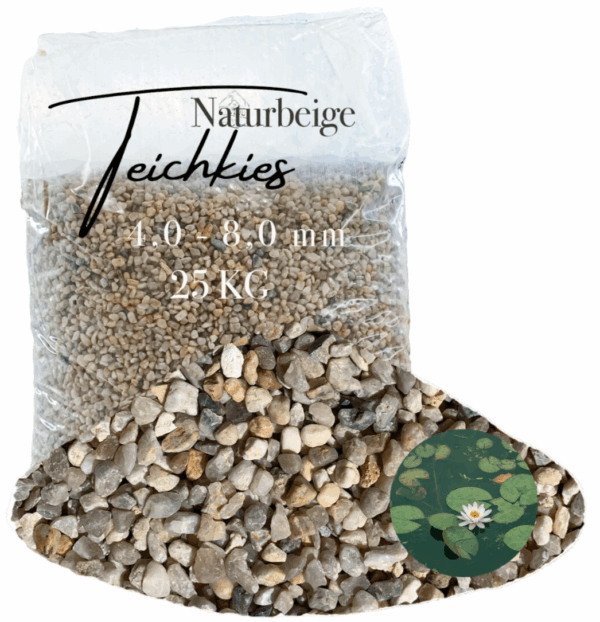 Teichkies 25kg 4 8 mm keimfrei Uferzone Unterbau Quelle Garten Teich Bachlauf 146600542057