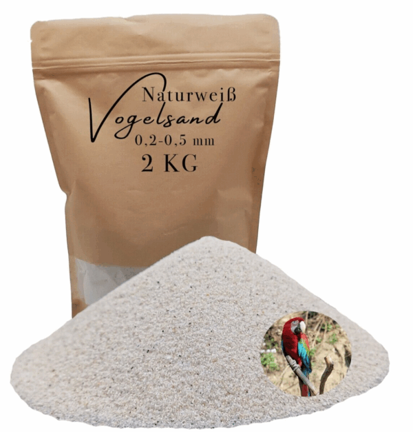 Vogelsand 02 05mm weiss keimfrei 2 kg ohne Zusatzstoffe wie Anis und Grit 146399930827