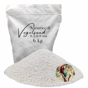 Vogelsand 0,3-0,8mm weiß 6 kg keimfrei ohne Zusatzstoffe wie Anis und Grit