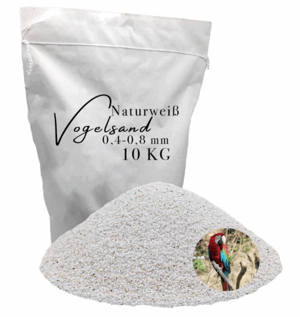 Vogelsand 10kg 04 08mm weiss keimfrei ohne Zusatzstoffe wie Anis und Grit 145628658707