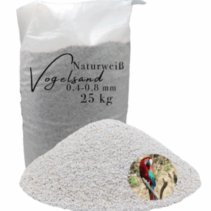 Vogelsand 25 kg weiß keimfrei ohne Zusatzstoffe wie Anis und Grit 0,4-0,8mm