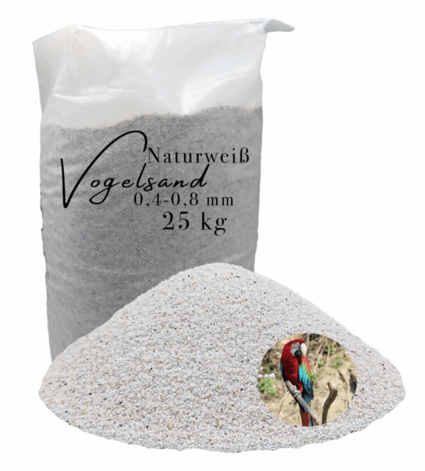 Vogelsand 25 kg weiss keimfrei ohne Zusatzstoffe wie Anis und Grit 04 08mm 145625797337