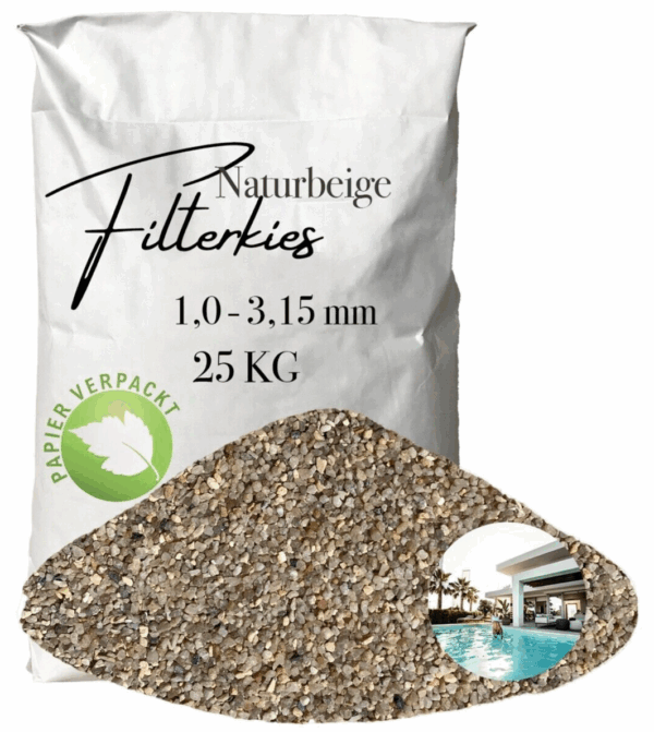 AQUAGRAN Filtersand beige 25 kg Filterkies Papiersack Pool Filter 10 315 mm 145767895378