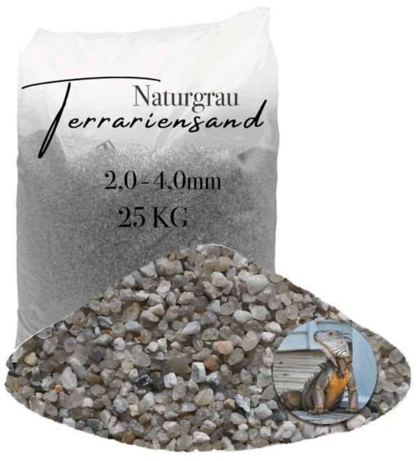 Terrariensand Terrariumsand Bodengrund grabfaehig Sand 25kg 20 40mm hellgrau 145840362908