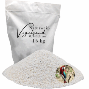 Vogelsand 0,3-0,8mm weiß 15 kg keimfrei ohne Zusatzstoffe wie Anis und Grit