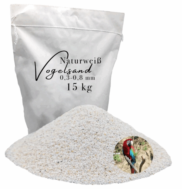Vogelsand 03 08mm weiss 15 kg keimfrei ohne Zusatzstoffe wie Anis und Grit 145627311908
