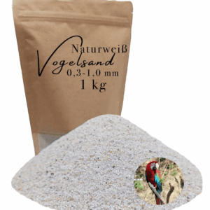 Vogelsand 0,3-1,0mm 1kg weiß keimfrei ohne Zusatzstoffe wie Anis und Grit