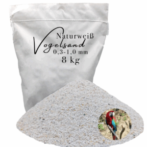 Vogelsand 0,3-1,0mm weiß keimfrei ohne Zusatzstoffe wie Anis und Grit 8 kg