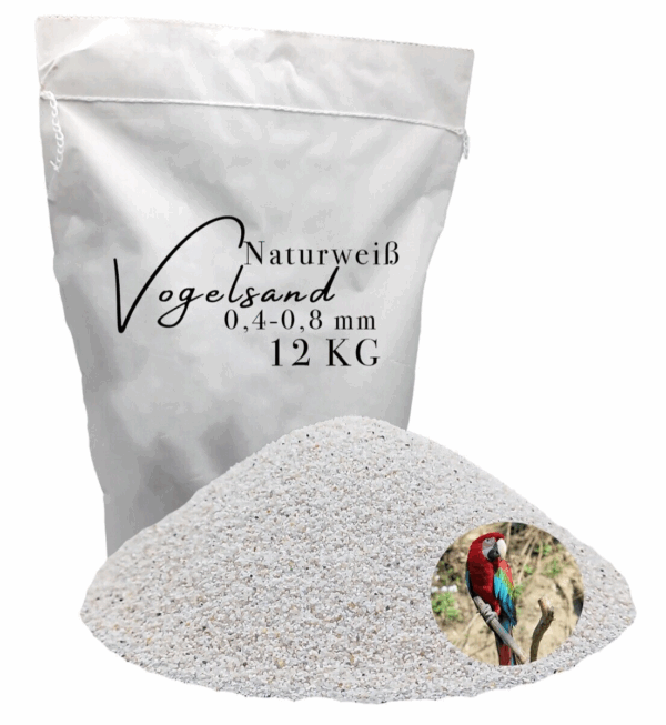 Vogelsand 04 08mm weiss keimfrei 12 kg ohne Zusatzstoffe wie Anis und Grit 145628660748
