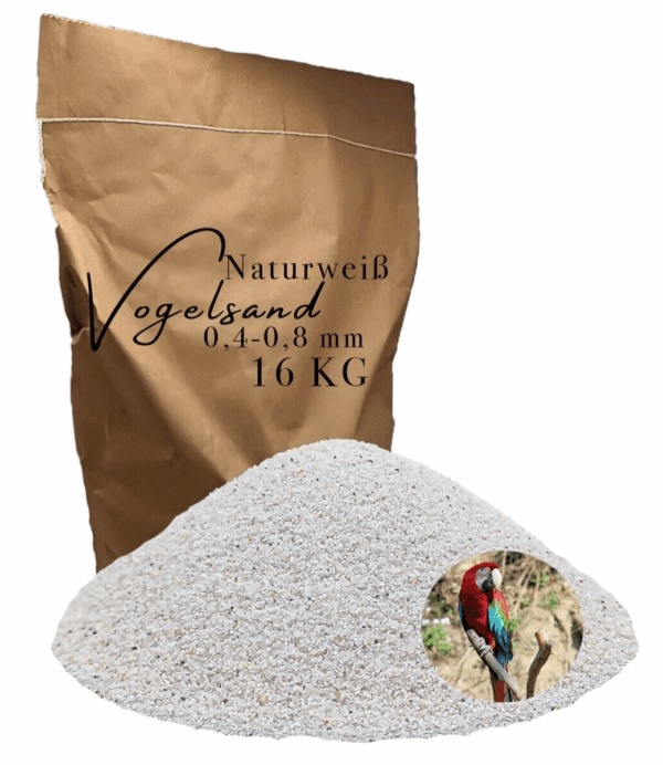 Vogelsand 04 08mm weiss keimfrei 16kg ohne Zusatzstoffe wie Anis und Grit 146399930758