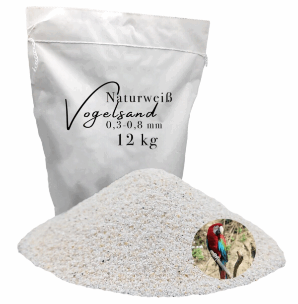 Vogelsand 12 kg 03 08mm weiss keimfrei ohne Zusatzstoffe wie Anis und Grit 145627310328