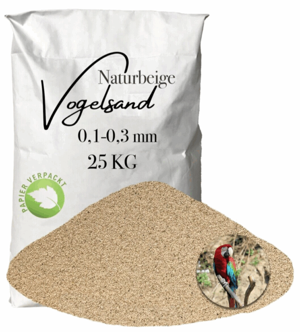 Vogelsand Einstreu Papageiensand beige 25kg ohne Anis und Grit 01 03 mm Papier 145820336508