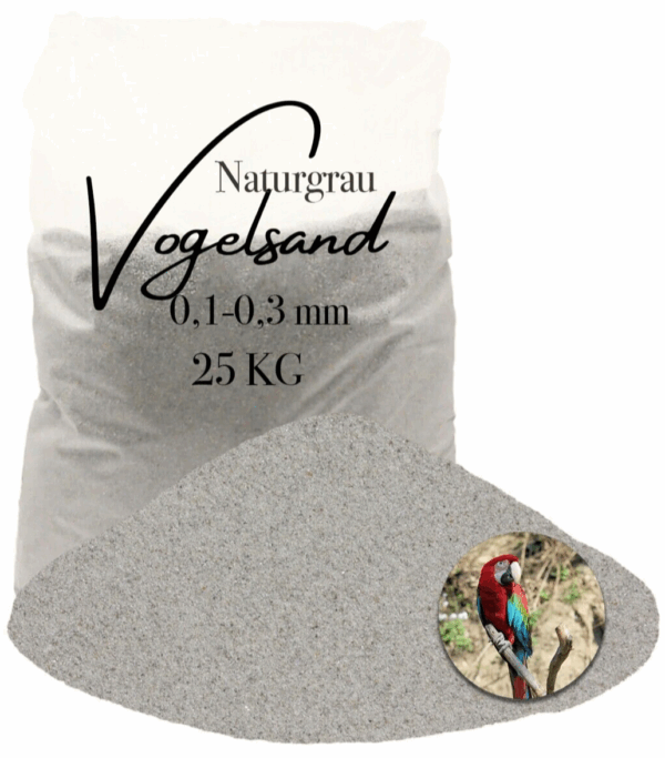 staubfreier feuergetrockneter grauer Vogelsand 25kg ohne Anis und Grit 01 03mm 145844347948