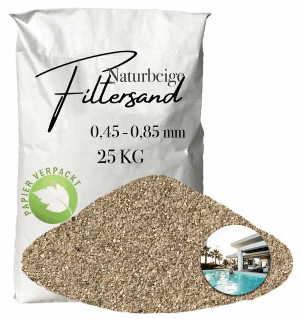 AQUAGRAN Filtersand beige 25 kg 045 085 mm Papiersack Pool Filter Quarz Sand 145767887599