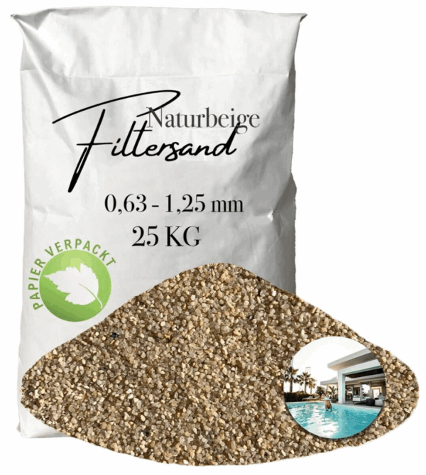 AQUAGRAN Filtersand beige 25 kg 063 125 mm Papiersack Pool Filter Quarz Sand 145767904669