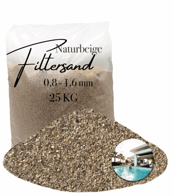 AQUAGRAN Filtersand beige 25 kg 08 16 mm natuerlicher Pool Filter Quarz Sand 145651519489