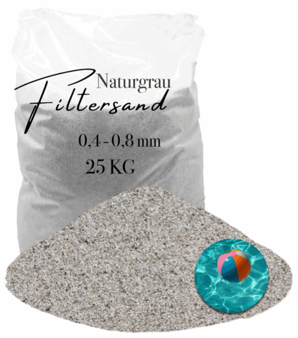 AQUAGRAN Filtersand grau 25 kg 04 08 mm natuerlicher Pool Filter Quarz Sand 145846170199