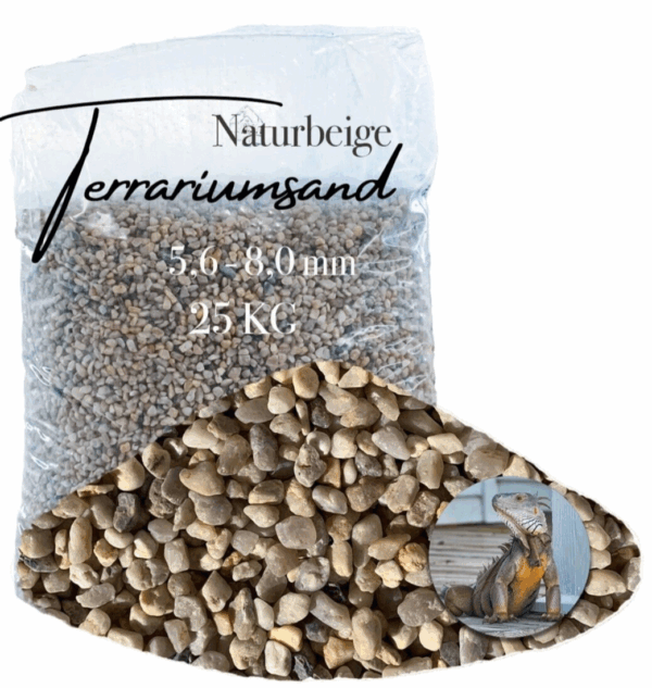 Terrariensand Terrariumsand Bodengrund grabfaehig Sand 25kg 56 80mm naturbeige 145719932509
